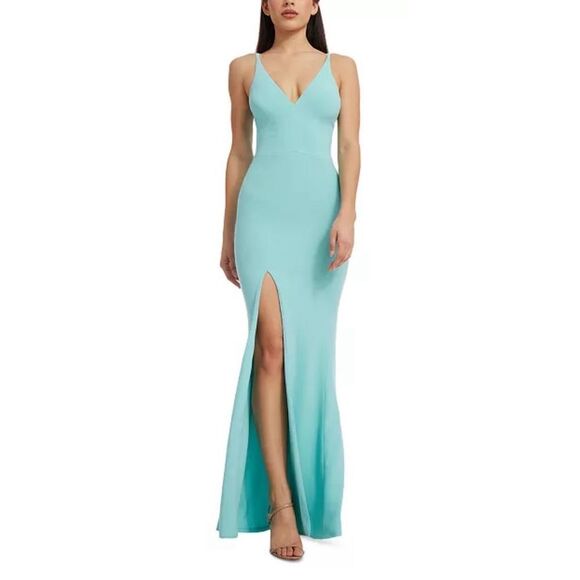 DRESS THE POPULATION High-Slit Evening Gown in Tranquil Blue New With Tags Size - Picture 1 of 8